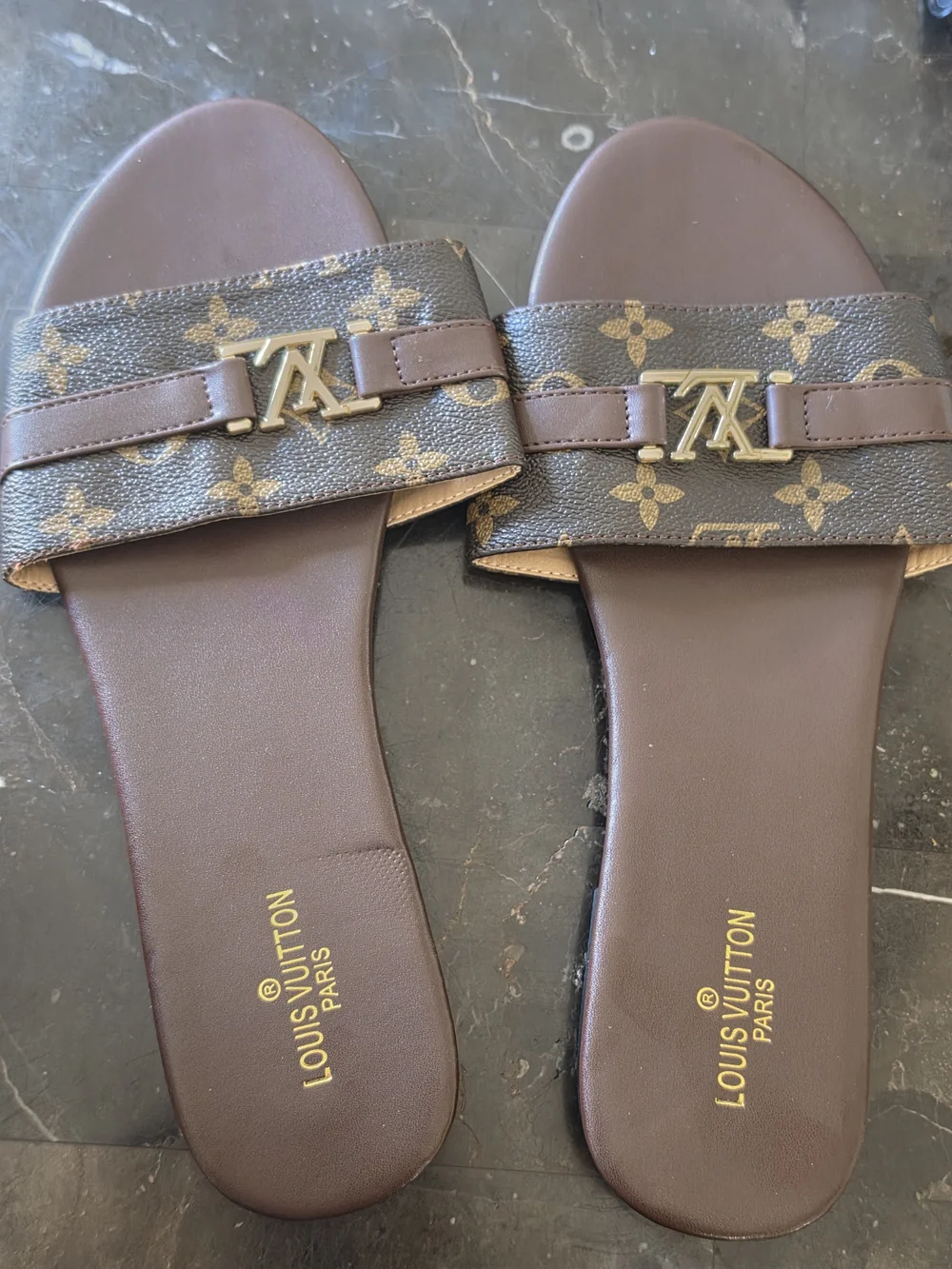 Louis Vuitton Brown Monogram Slide Sandals